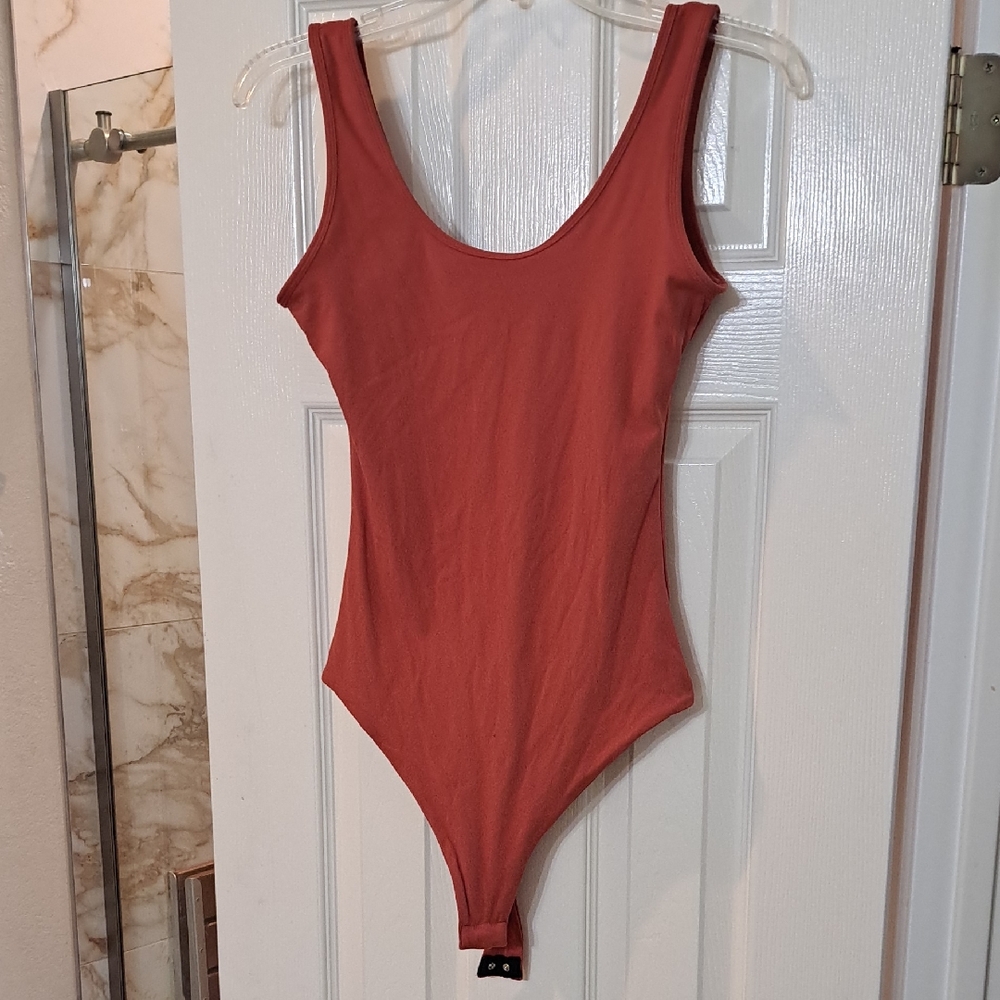 Klassy Network Red Bodysuit with Scoop Neckline